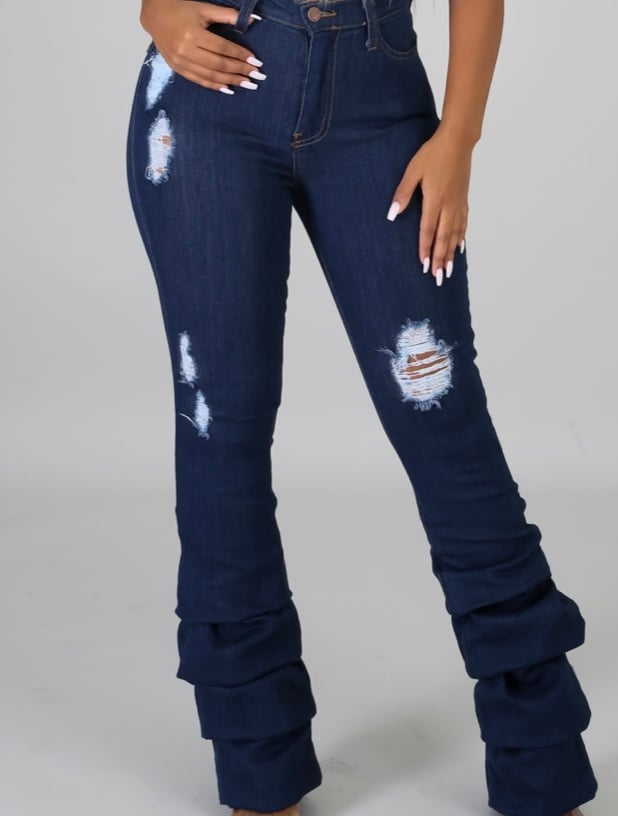 jeans with ruched bottom