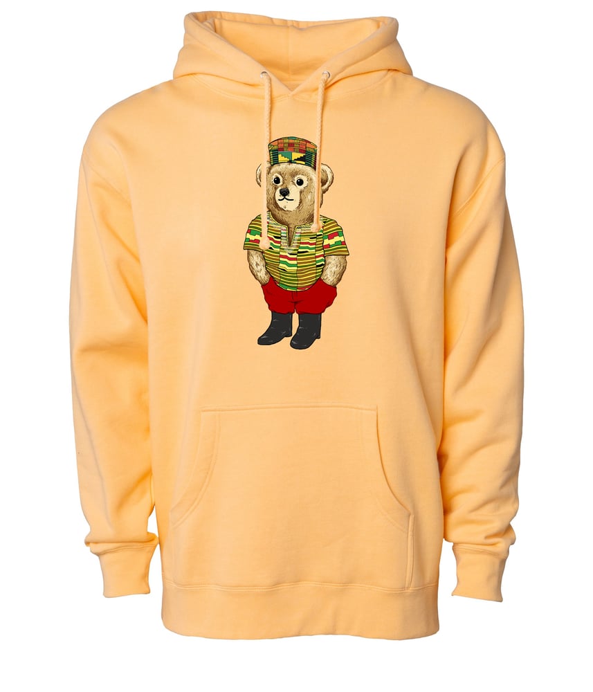 Image of KENTE BEAR HOODIE - PEACH