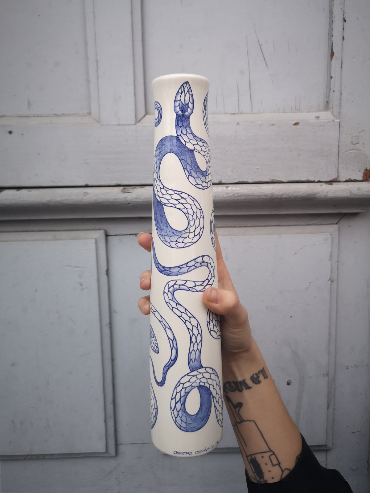 Image of Ceramic Vase Snakes