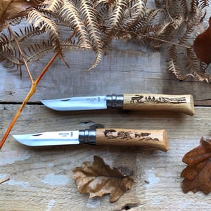 Image of Opinel No.8 Deer. Dog or Fish Engraved Knife