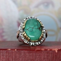 Image 1 of OVAL TURQUOISE MEXICAN BIKER RING 