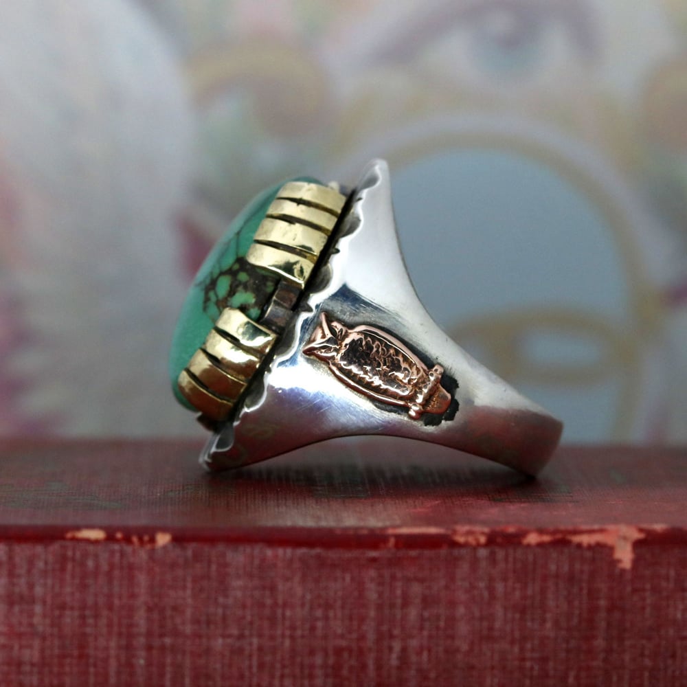 OVAL TURQUOISE MEXICAN BIKER RING 