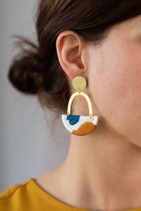 Image 1 of OLSEN earrings in Off White with Goldenrod and Blue