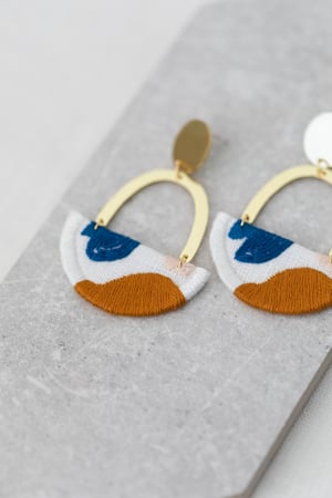 Image of OLSEN earrings in Off White with Goldenrod and Blue