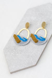 Image 1 of OLSEN earrings in Grey with Olive and Bright Blue