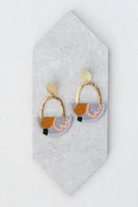 Image 1 of OLSEN earrings in Grey with Pink and Goldenrod