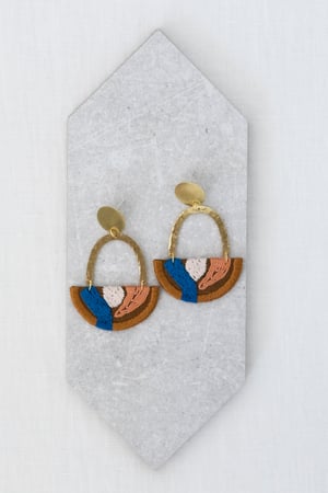 Image of OLSEN earrings in Tobacco with Blue and Tan
