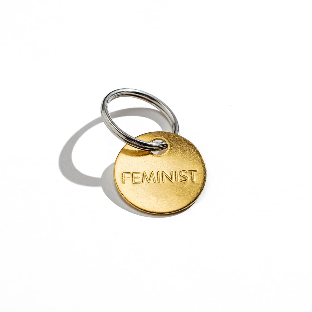 Image of FEMINIST Small Brass Keychain