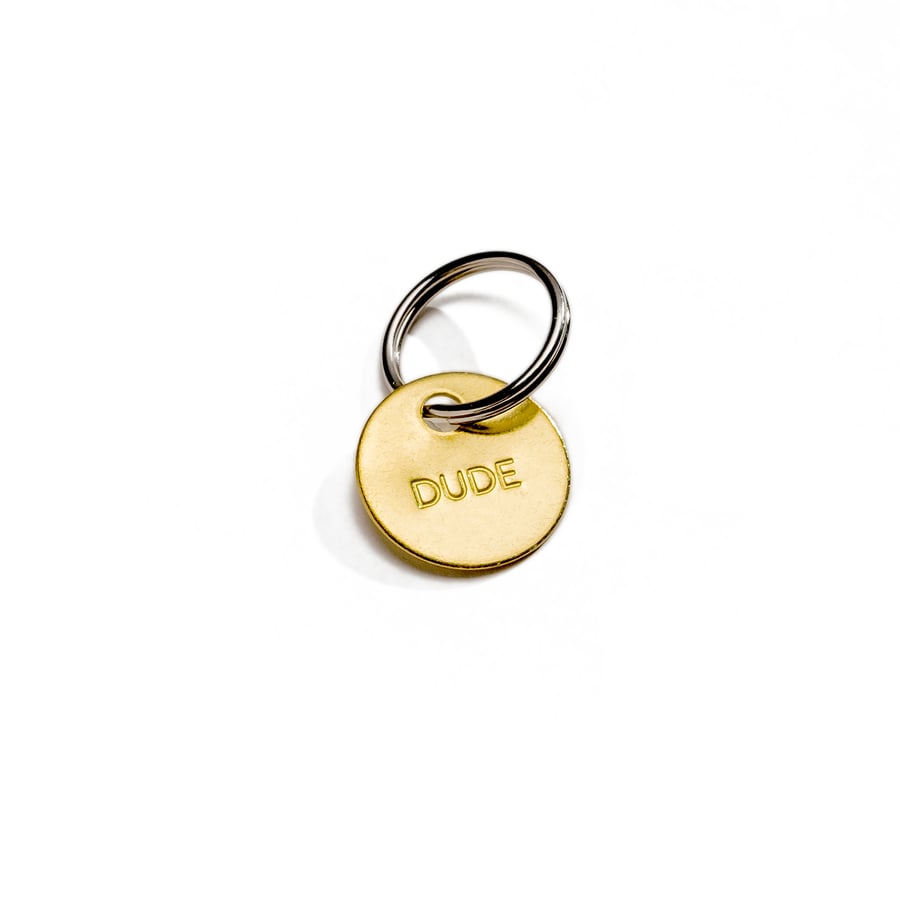 Image of DUDE Small Brass Keychain