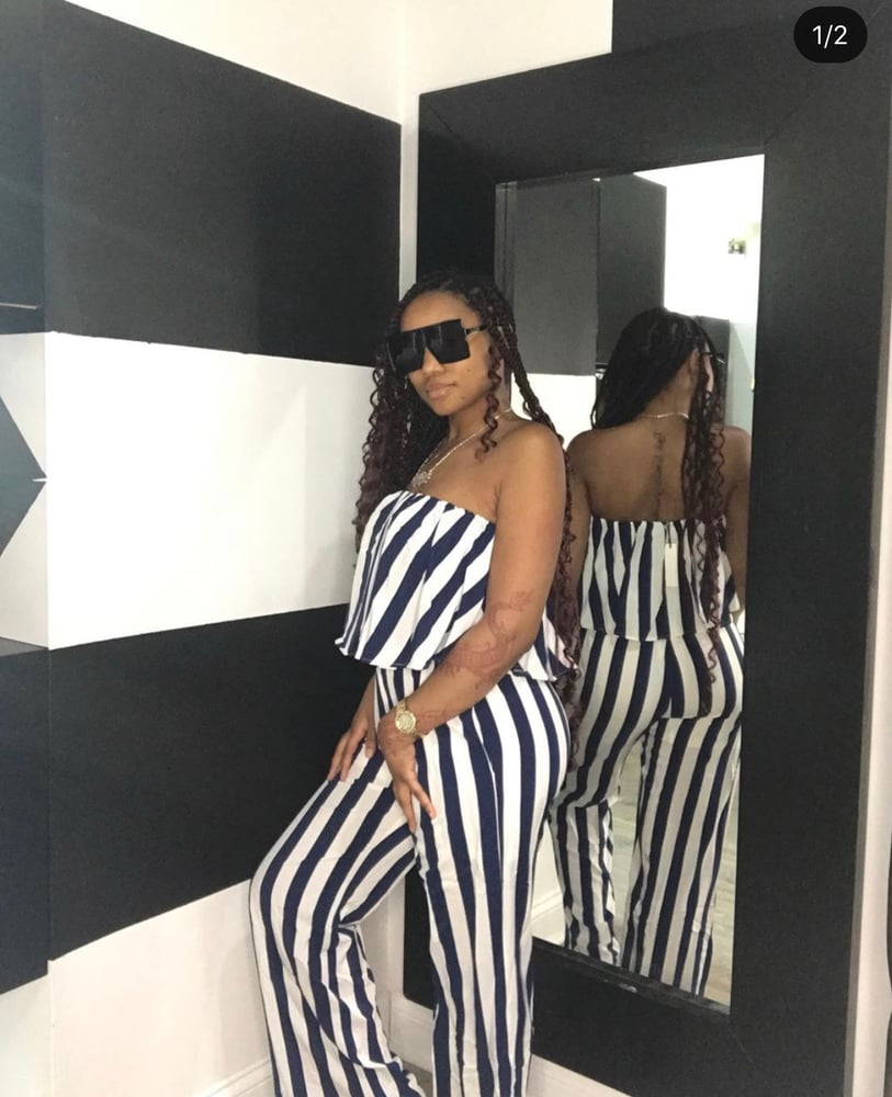 Image of stripe jumpsuit