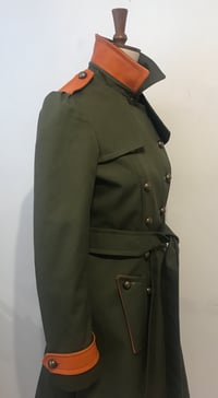 Image 5 of Trench coat with leather and detachable hood