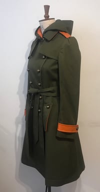 Image 3 of Trench coat with leather and detachable hood