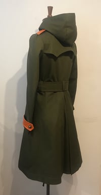 Image 4 of Trench coat with leather and detachable hood