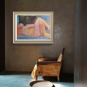 Image of Large, 1985 Painting, 'Female Nude,' Jean Langlois (1923-2014)