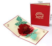 Rose! Pop Up Card! Handmade! Size shown in pic