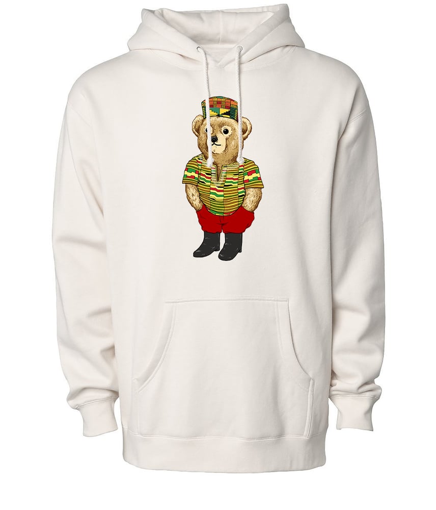 Image of  KENTE BEAR HOODIE - BONE