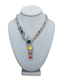 Asymmetrical Chainmaille + Crystal Chakra Necklace