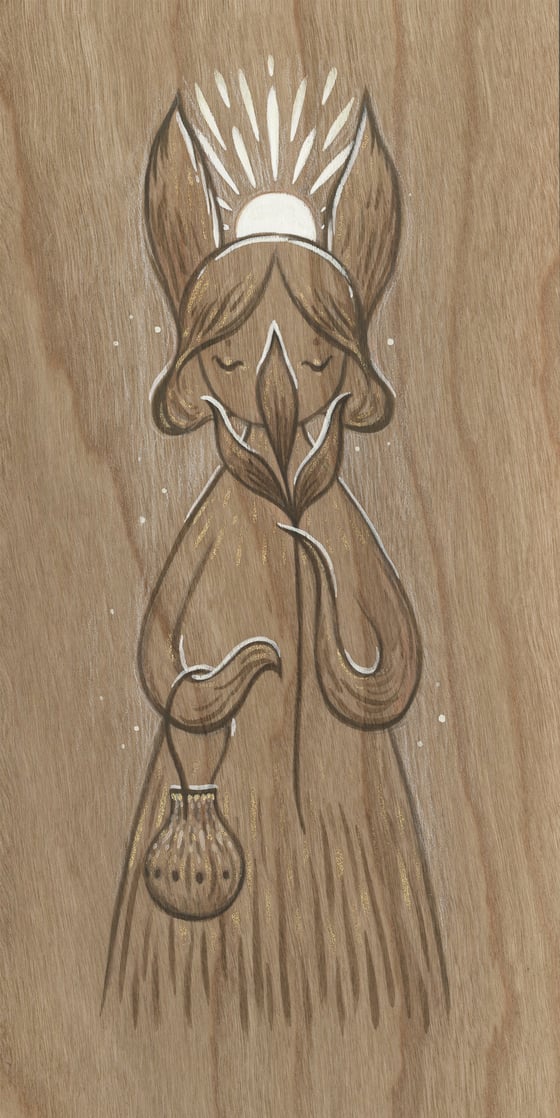 Image of sunlit II ~ gouache study on wood paper