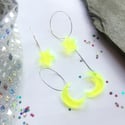 Neon Yellow Moon / Star Hoop Earrings