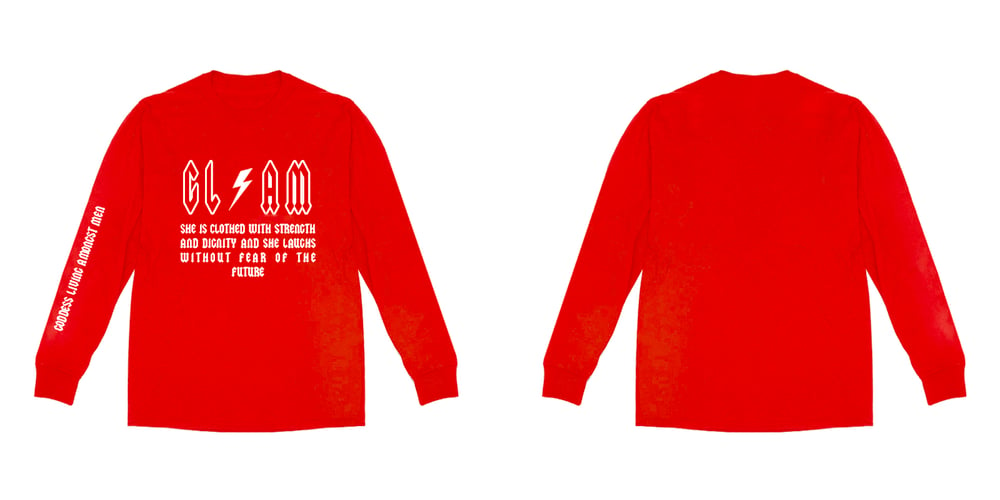 Image of Goddess Without Fear Long Sleeve Red T Shirt | Exclusive Goddess Aura Release