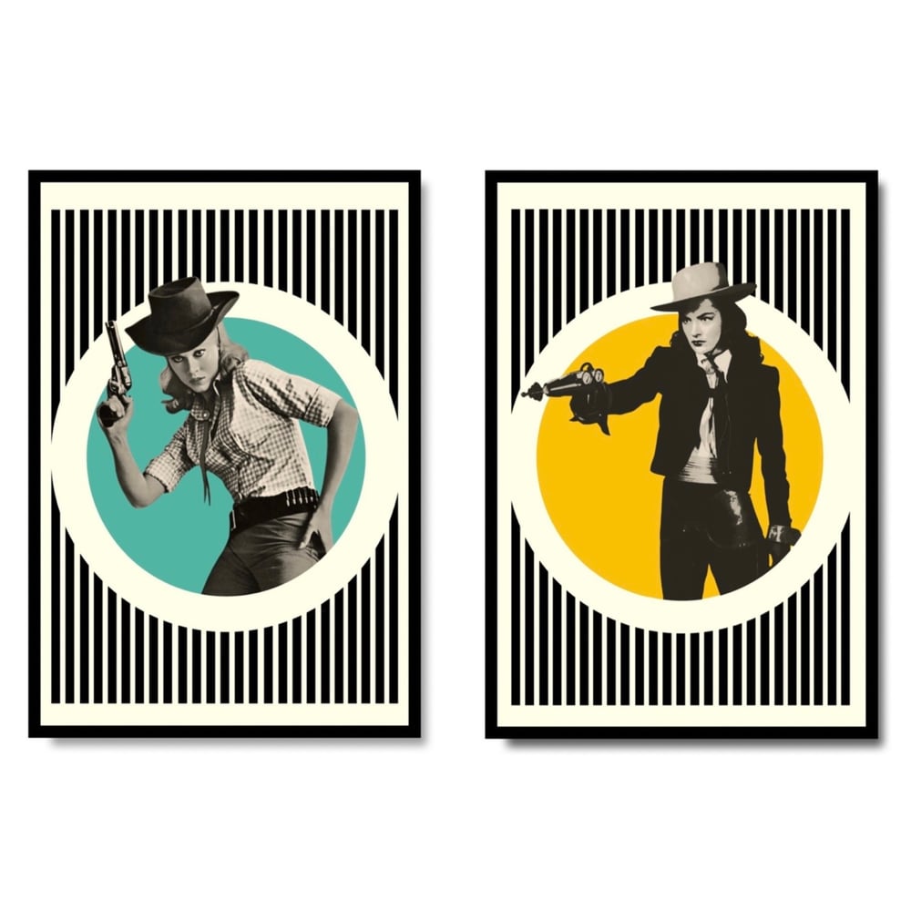 Retro Cowgirl Set wall art prints