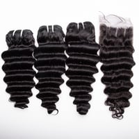 Image 1 of Brazilian Deep Wave Bundles With 5x5 HD Closure