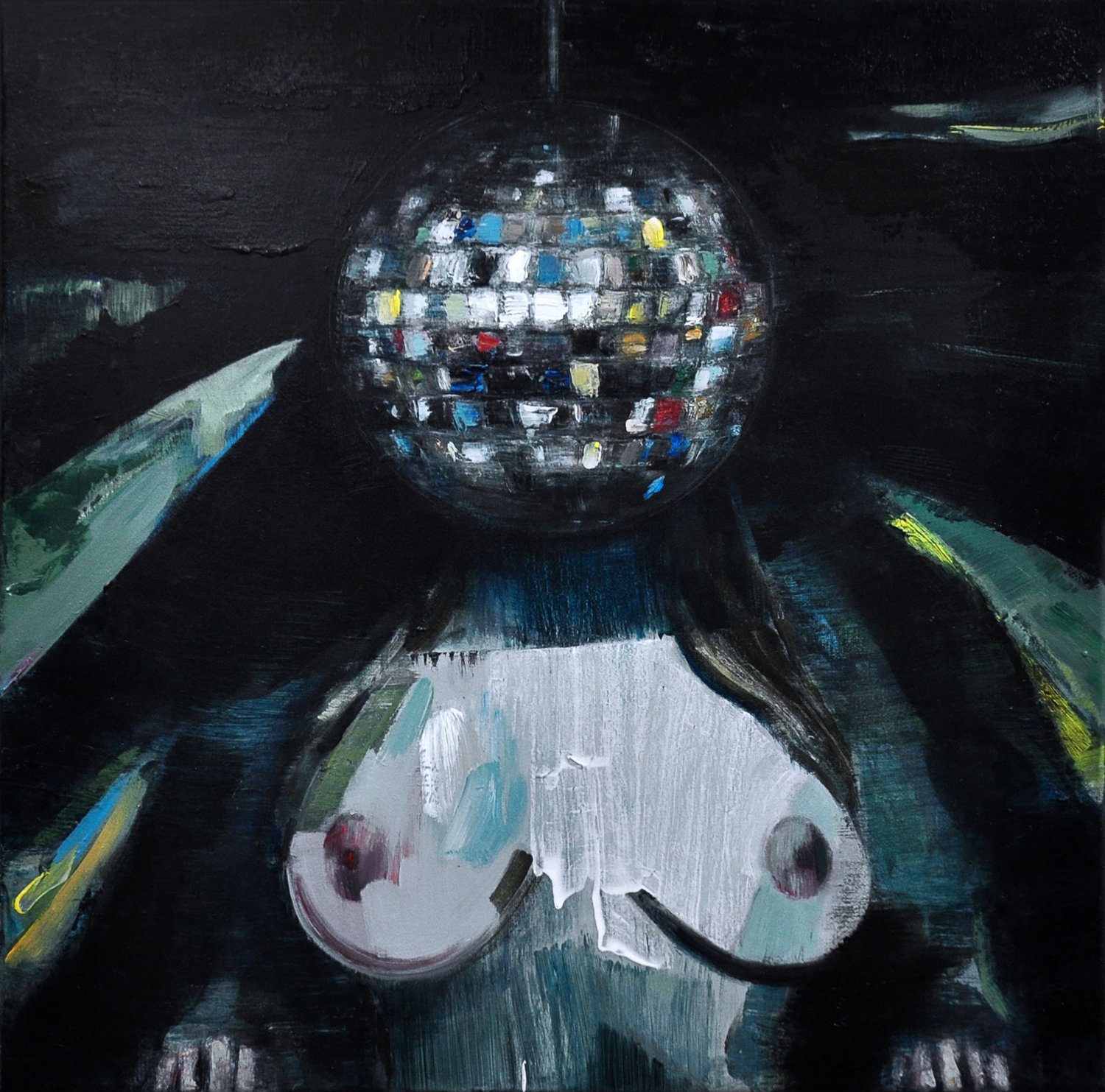Image of Painting / maleri / "Disco took my nights away" / 50x50 cm
