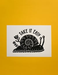 Image 3 of Take it Easy (lino print - A4)