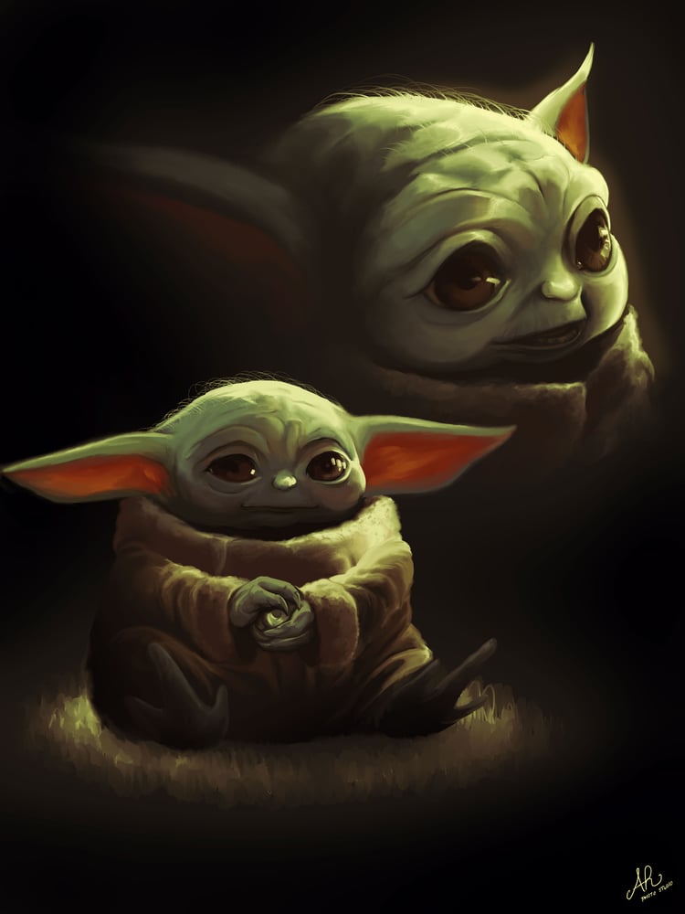 Image of Baby Yoda Portrait Print