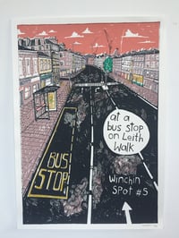 Image 1 of Winchin Spot #5 - At a Bus Stop on Leith Walk - Original A3 Screenprint