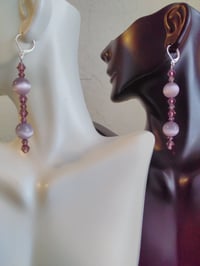 Image 2 of PURPLE CAT EYE EARRINGS