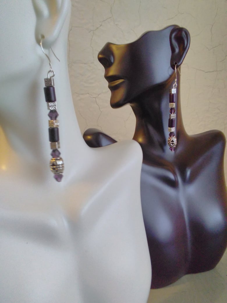 Image of PURPLE BICONE EARRINGS