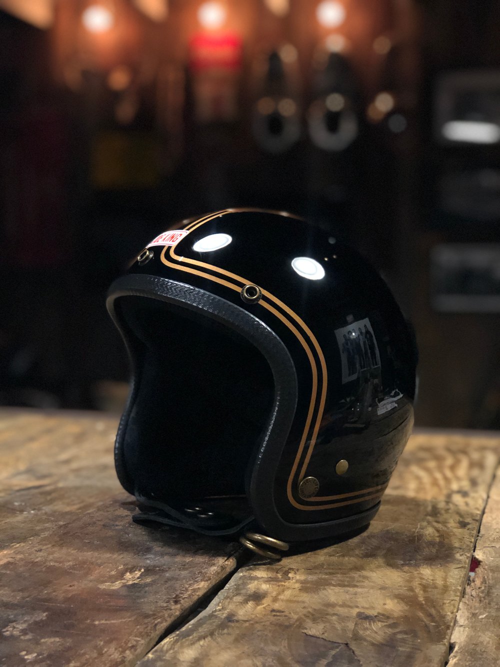 JK400 Black & Double Gold Pinstripes