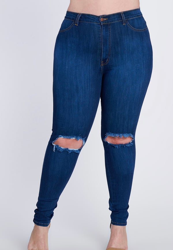 Image of Dark Split Skinny Jeans
