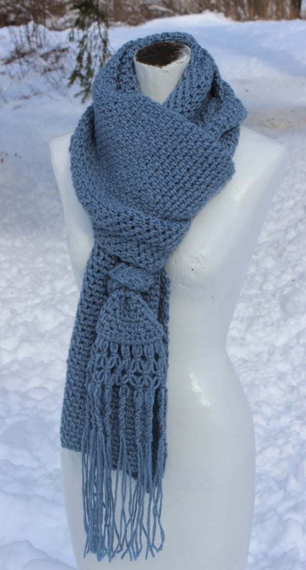 Image of Asymmetrical Scarf with Macrame Trim