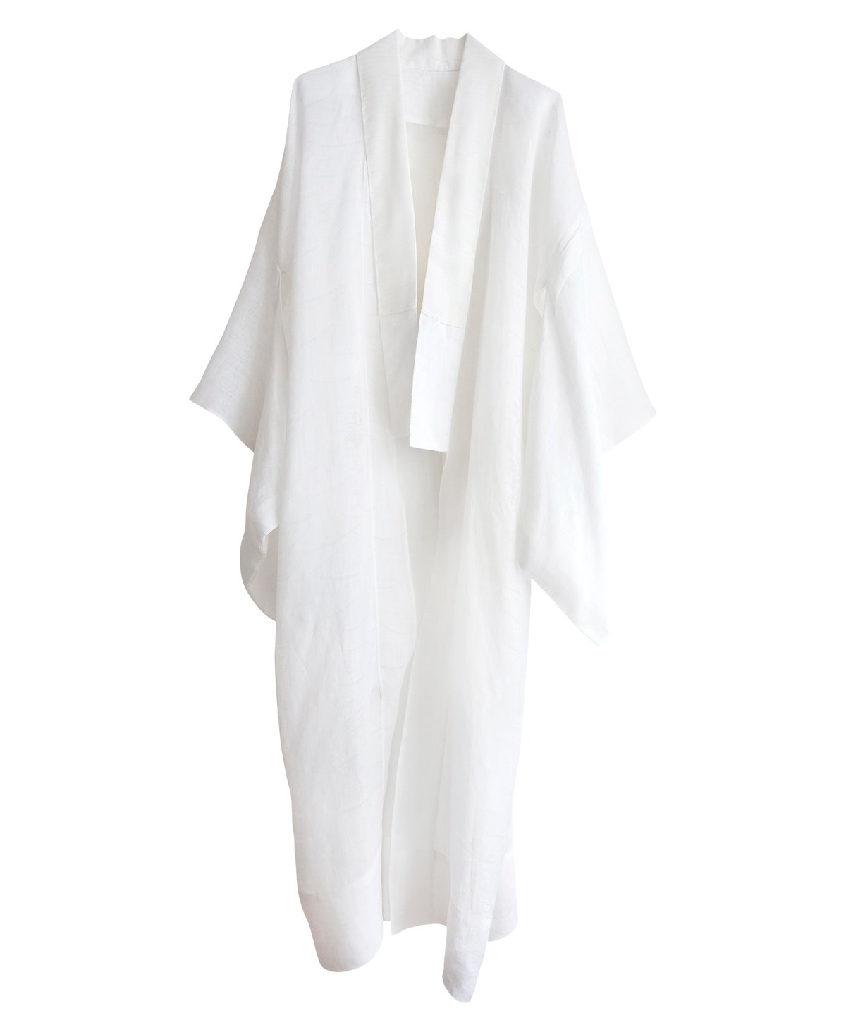 Image of Hvid kimono af silke-hør med fint hulmønster