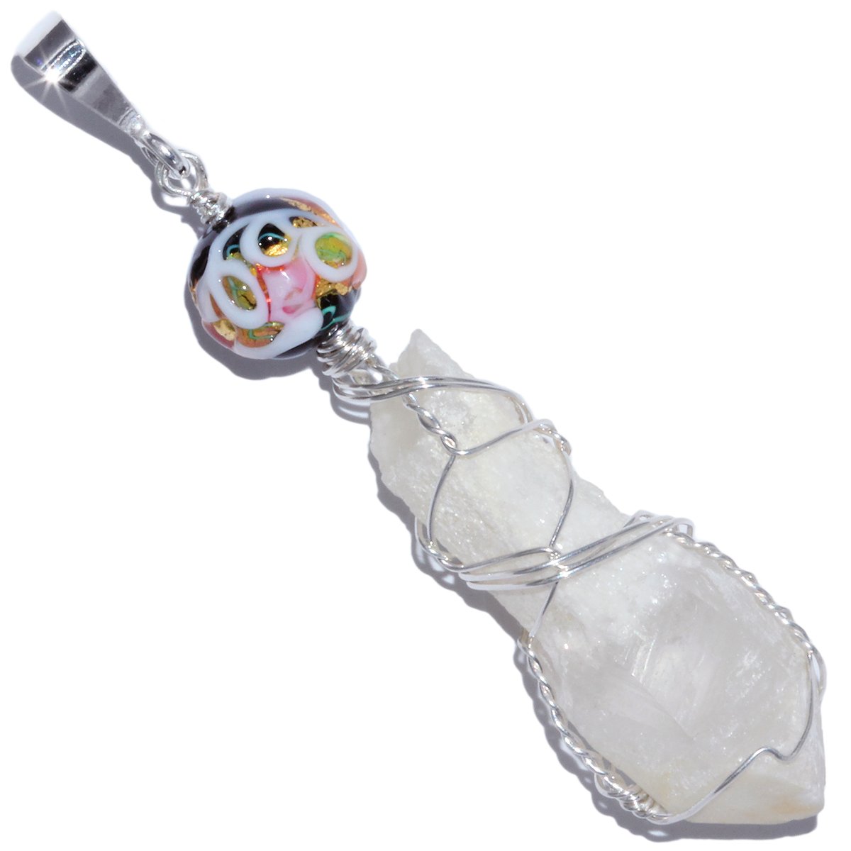 Frosted Scepter Quartz Crystal Pendant