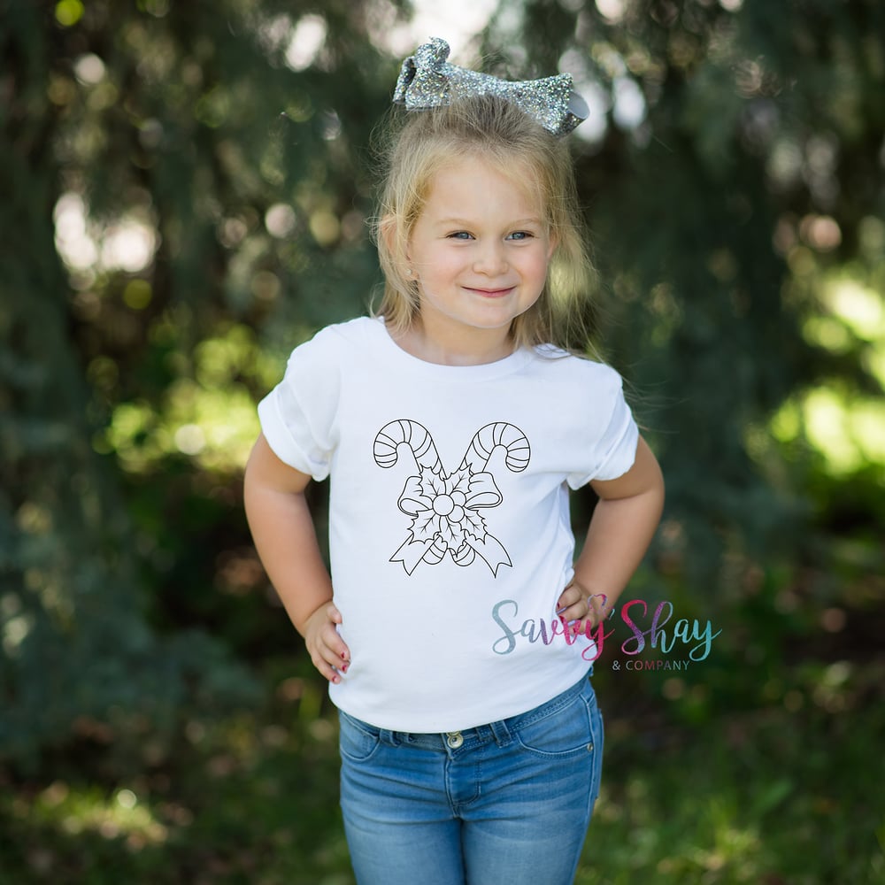 Image of Candy Canes Coloring T-Shirt | Toddler & Youth Sizes