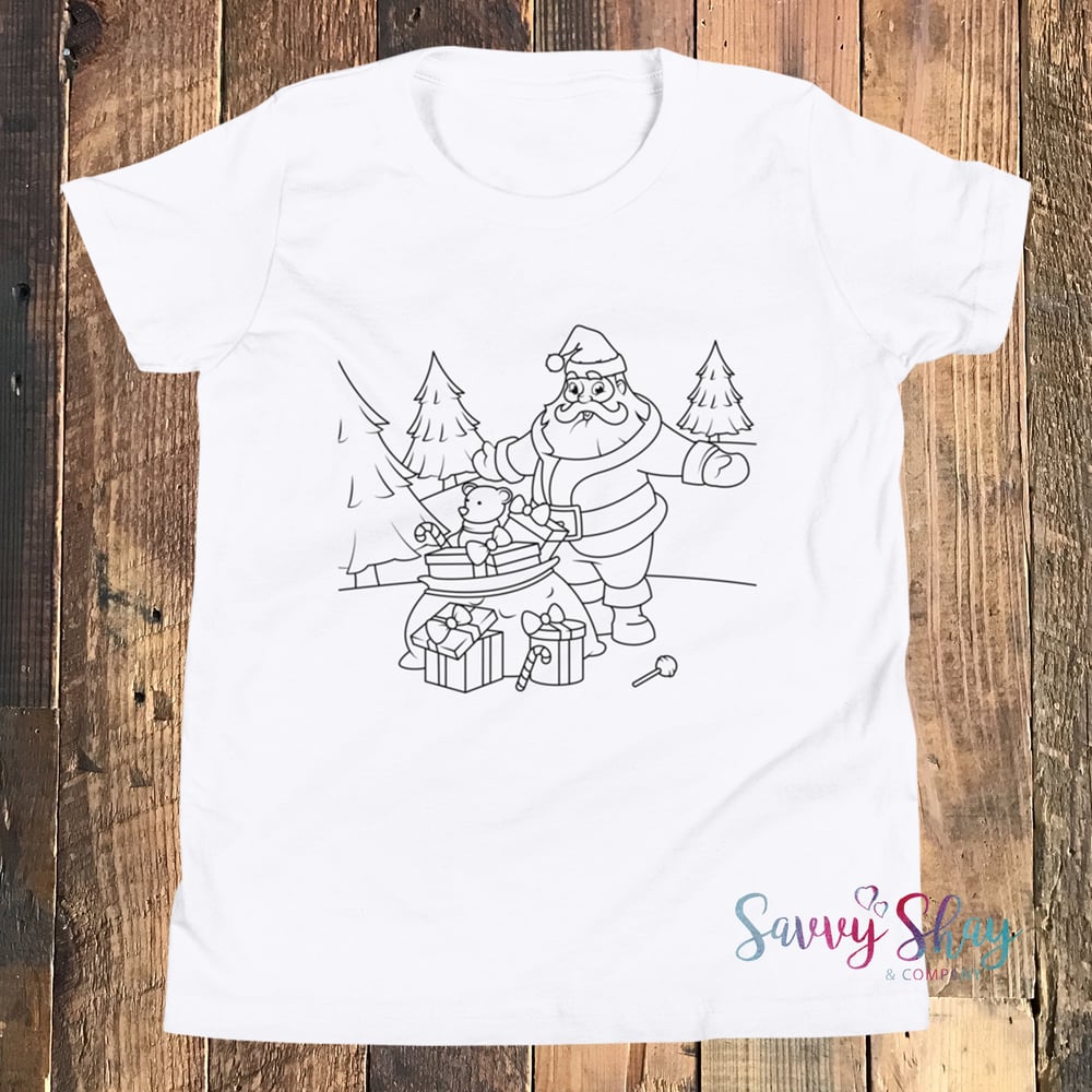 Image of Santa Coloring T-Shirt | Toddler & Youth Sizes