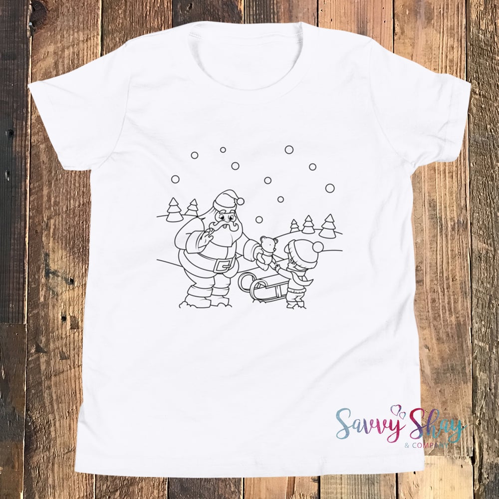 Image of Santa Giving Gifts Coloring T-Shirt | Toddler & Youth Sizes