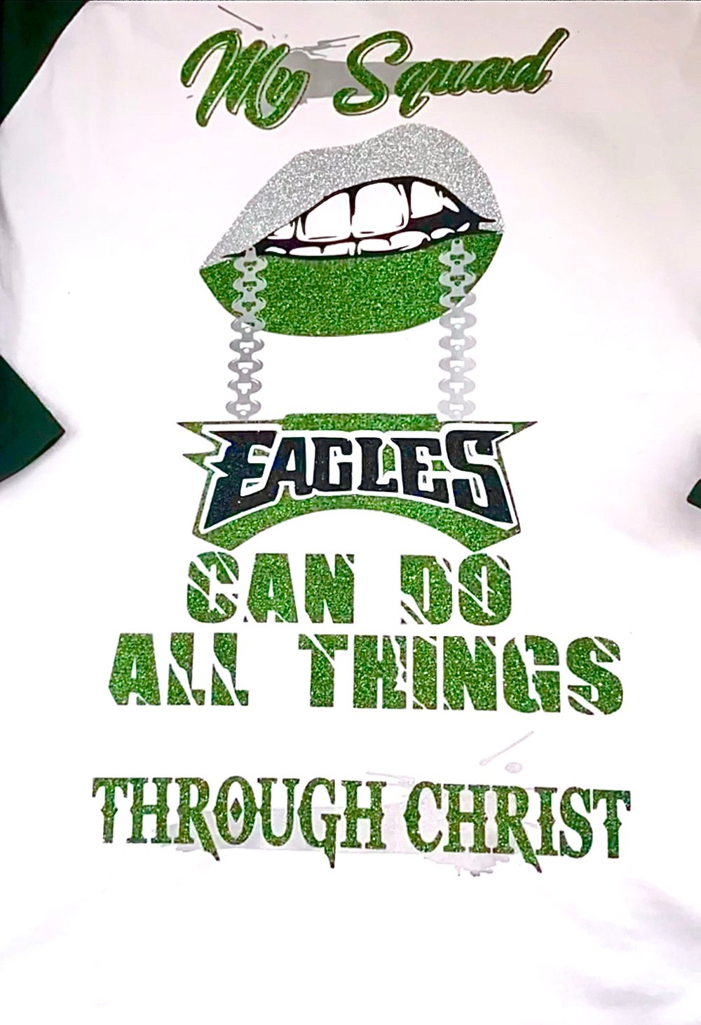 Image of EAGLES GIANTS COWBOYS SAN FRAN Ladies Sports GLITTER BLINGED-OUT Baseball Jerseys