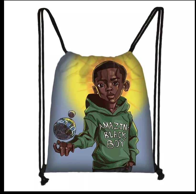 Image of Illustrated Canvas Drawstring Bag (Boys)