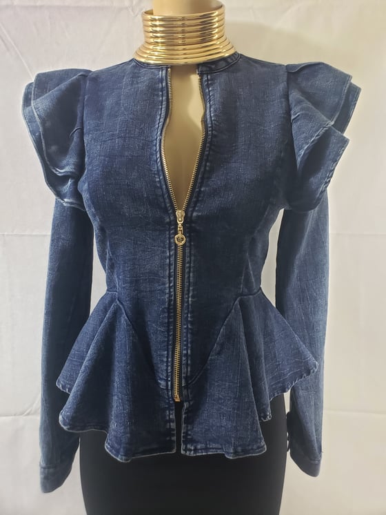 Image of It's A Denim Thang Ruffle Jacket