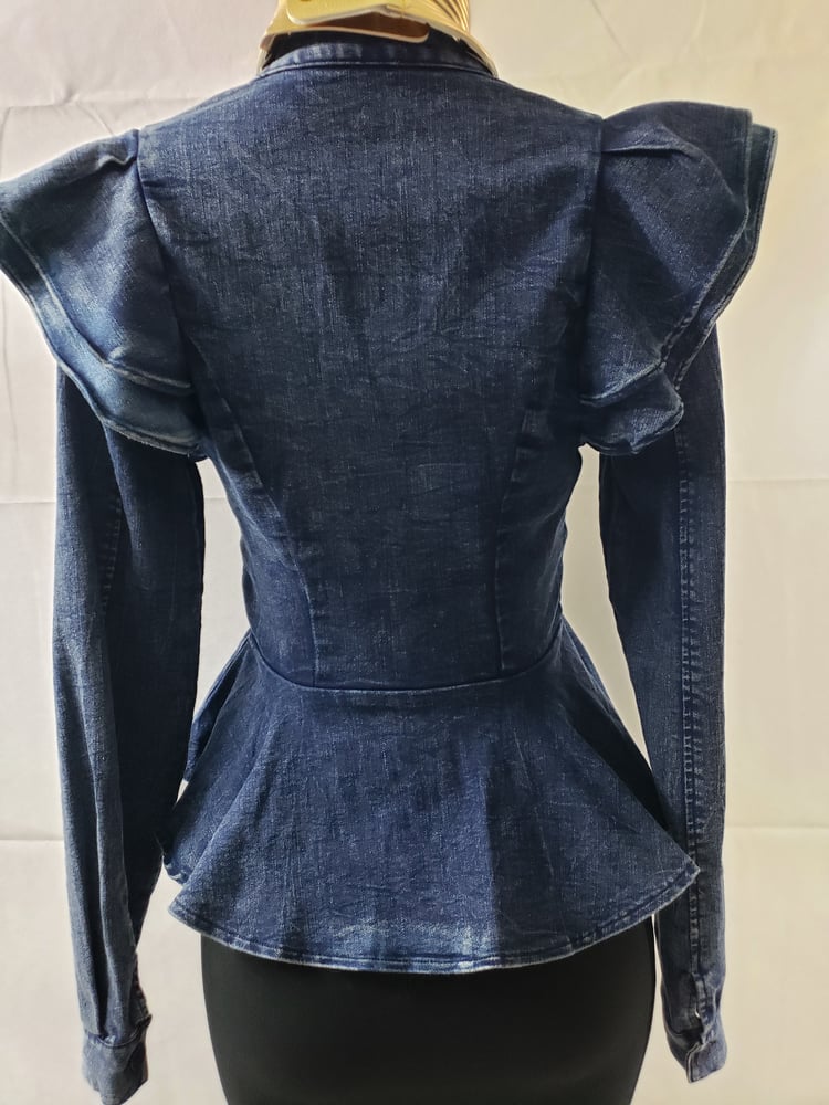 Image of It's A Denim Thang Ruffle Jacket