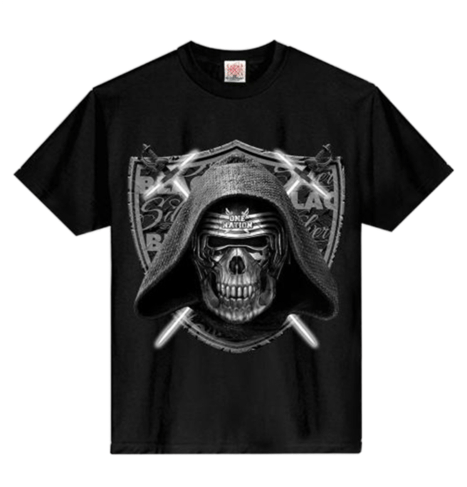 Image of #66 BLACK & SILVER SKULL TSHIRT