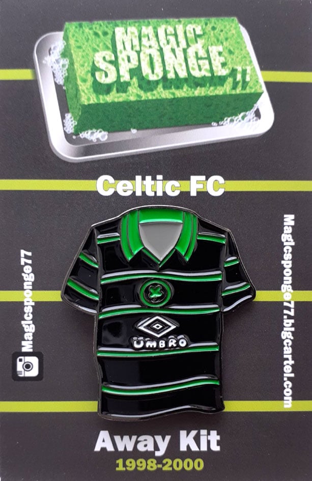Image of Out Now Celtic FC Away Kit 1998-2000 pin.