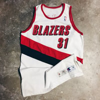 Image 1 of Original 94/95 Game Worn Champion Tracy Murray Blazers Jersey.