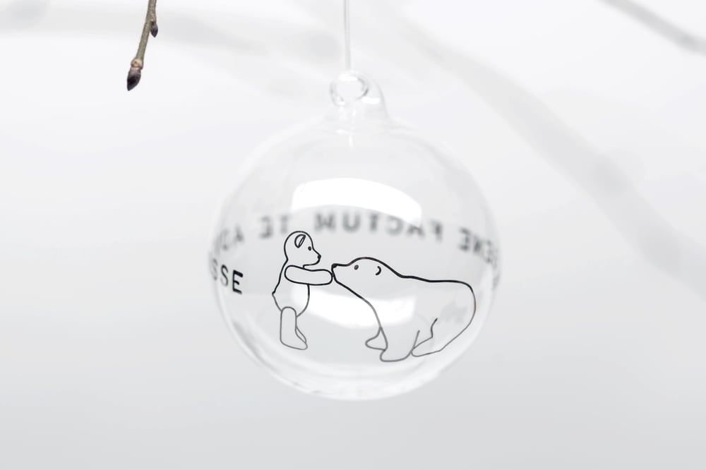 Image of VERBA 8cm Christmas tree ball with platinum inscription in Latin 