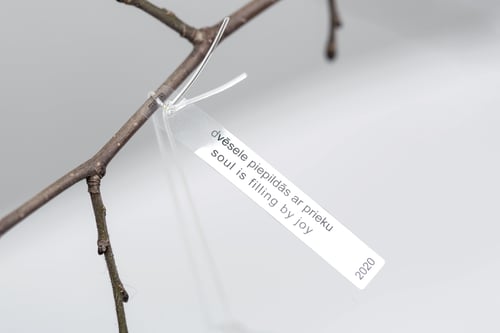 Image of VERBA 8cm Christmas tree ball with red inscription in Ancient Greek