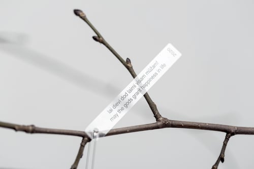 Image of VERBA 10cm Christmas tree ball with red inscription in Ancient Greek